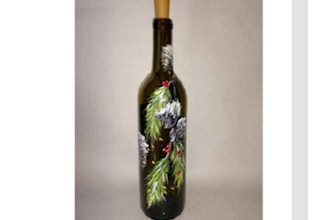 Paint Nite: Pine Wine Bottle with Fairy Lights